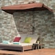 image 2 of Outsunny 2.3m Half Round Parasol Garden Sun Umbrella Metal w/ Crank Brown