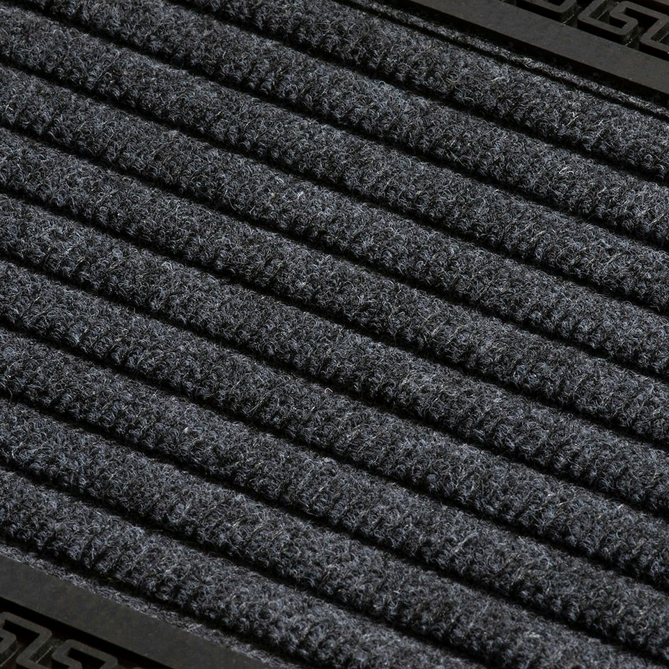 image 1 of Millbrook Stripe Embossed Backed Polypropylene 25x60cm Grey Doormat