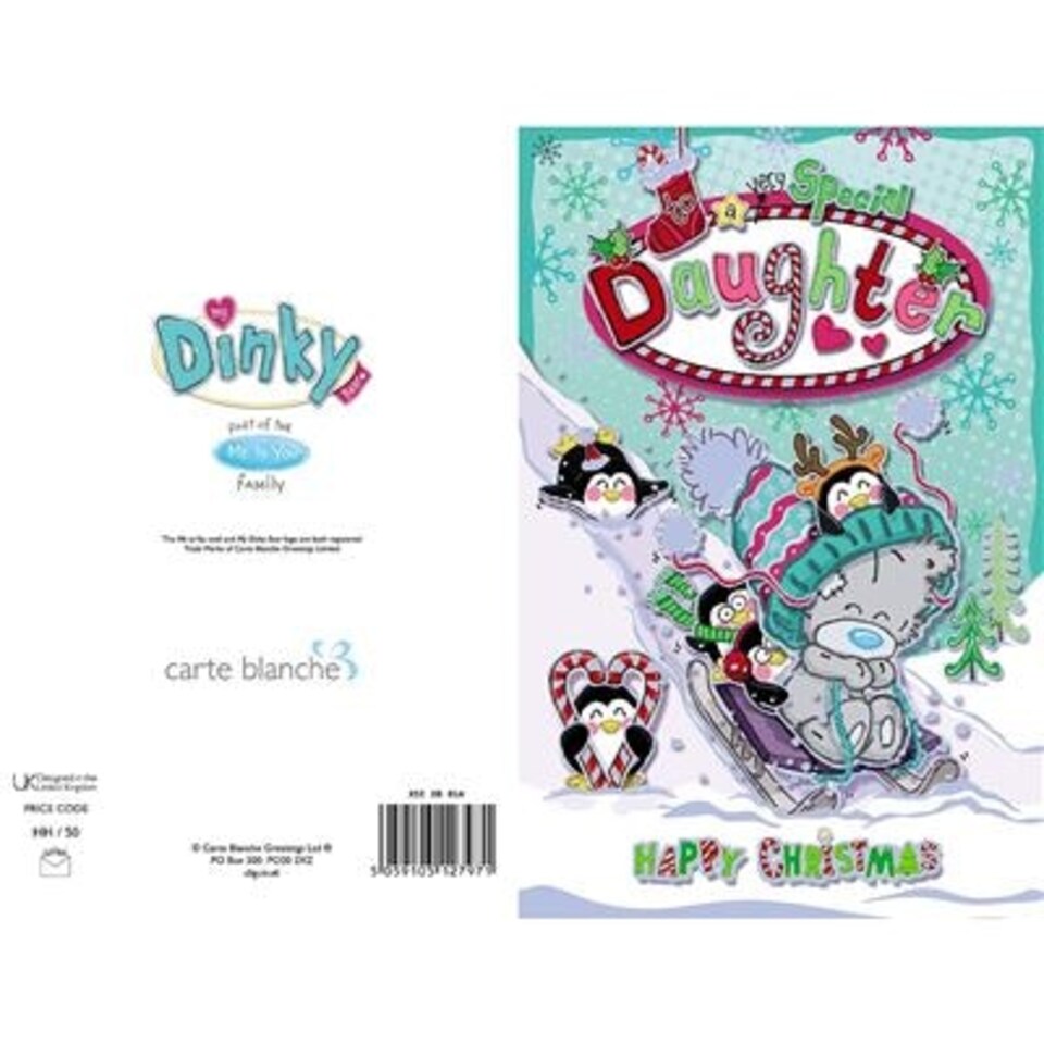 image 1 of Bear Sledging Daughter Christmas Card