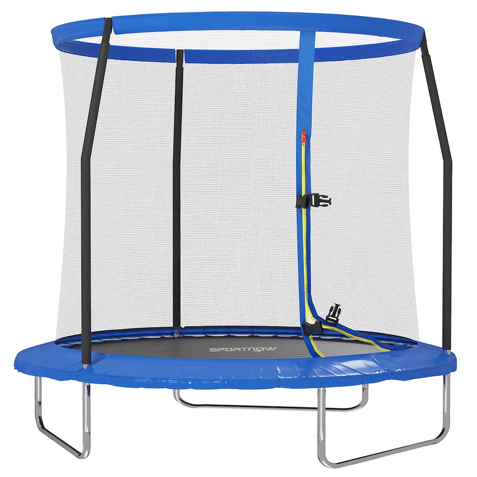 image 1 of SPORTNOW 8ft Outdoor Trampoline with Safety Enclosure Net, Blue