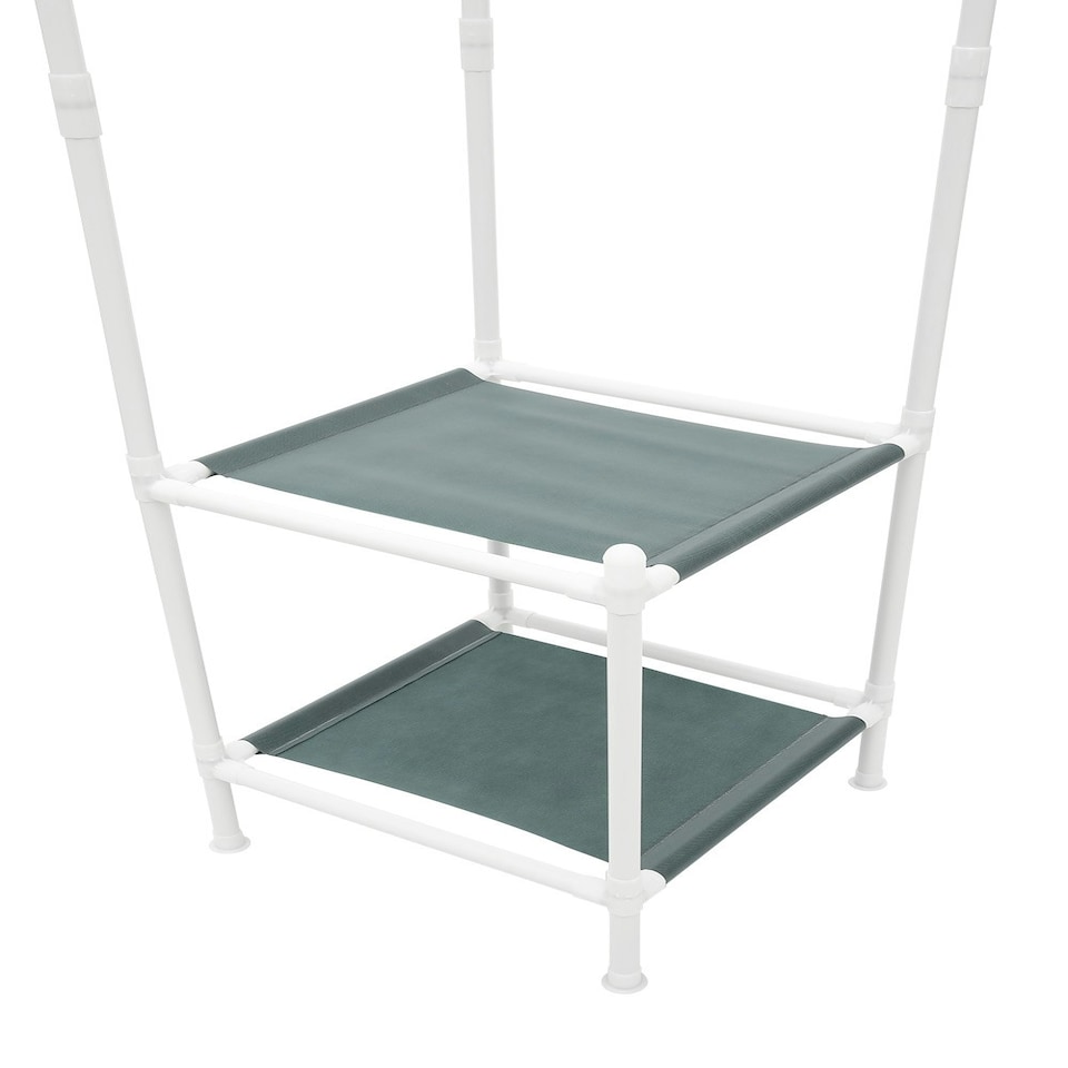 image 1 of Living and Home Corner Clothing Rack with 2-Tier Shelves