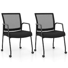 COSTWAY 2Pcs Office Chairs Meeting Room Conference Chair Black