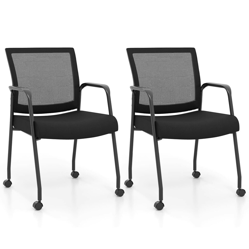 image 1 of COSTWAY 2Pcs Office Chairs Meeting Room Conference Chair Black