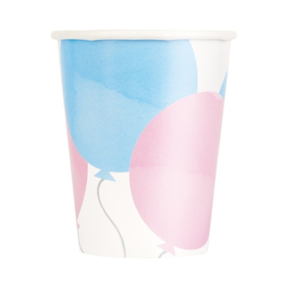 Gender Reveal Party Compostable Paper Cups 270ml - Pack of 8