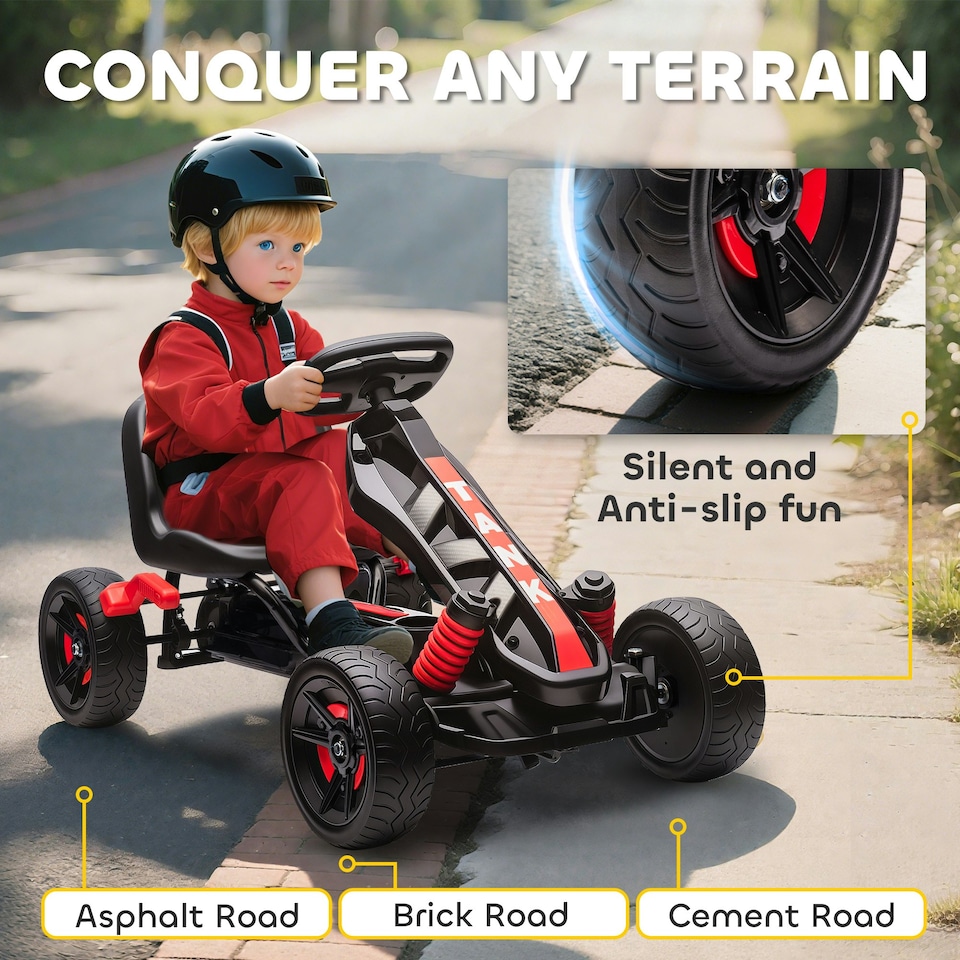 image 1 of AIYAPLAY Pedal Go Kart with Freewheel System, for Ages 3-6 Years, Red