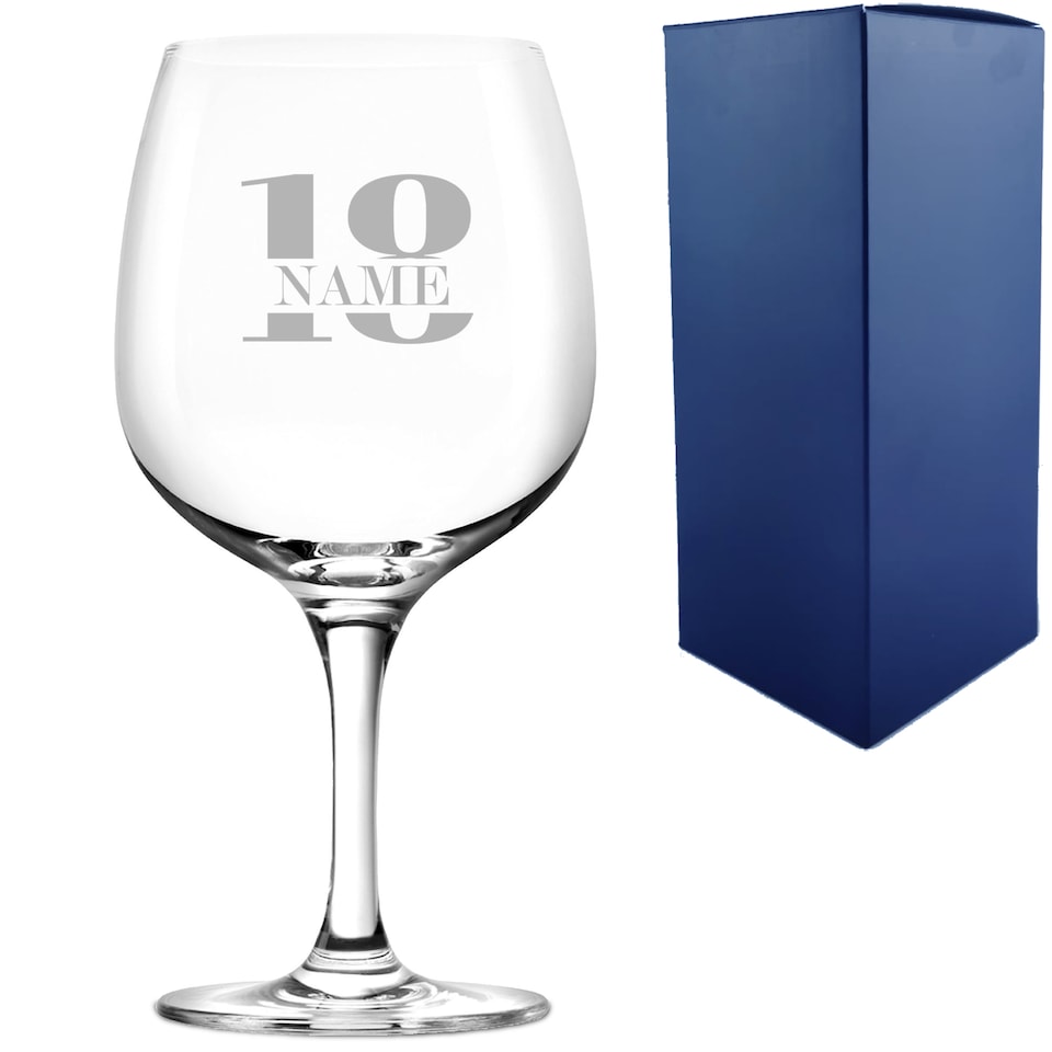 image 1 of Personalised Spanish Gin Copa Balloon Cocktail Glass Name 18 Design