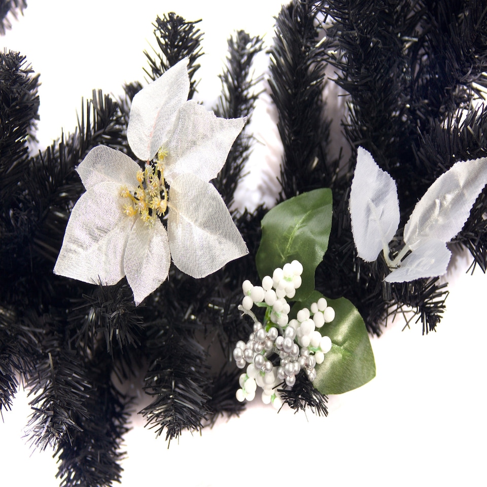 image 1 of Best Artificial 9ft Black & Silver Decorated Christmas Garland