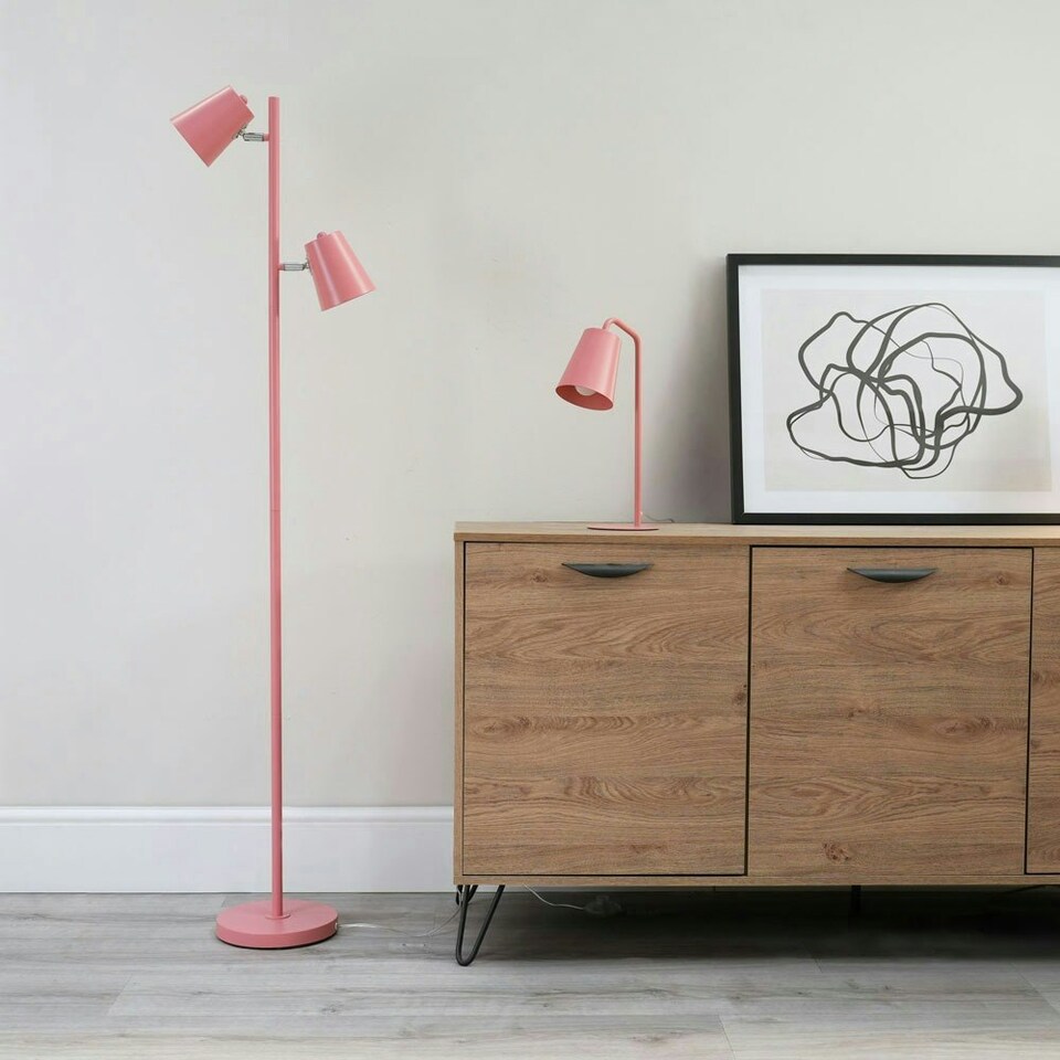 image 1 of ValueLights Bibi Pastel Pink 2 Way Adjustable Multi-Directional Metal Floor Lamp