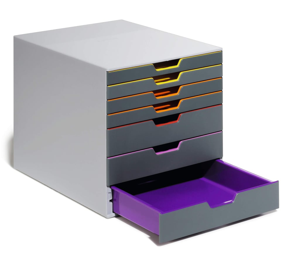 image 1 of Durable VARICOLOR Desktop Organiser 7 Drawer Colour Coded Modular Storage | A4+ | Grey