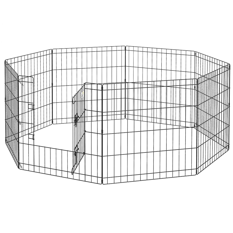 image 1 of PawHut 24" Pet Dog Playpen, Puppy Cage, Eight-Panel Metal Fence, Run, Garden