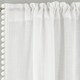 image 2 of Pair of Tahiti White Pom-Pom Trim Linen Look Voile Panels with Rod Pocket Header 183 CMS