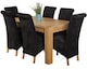 image 1 of Kuba 150 x 85 cm Chunky Medium Oak Dining Table and 6 Montana Fabric Chairs | Black | Black