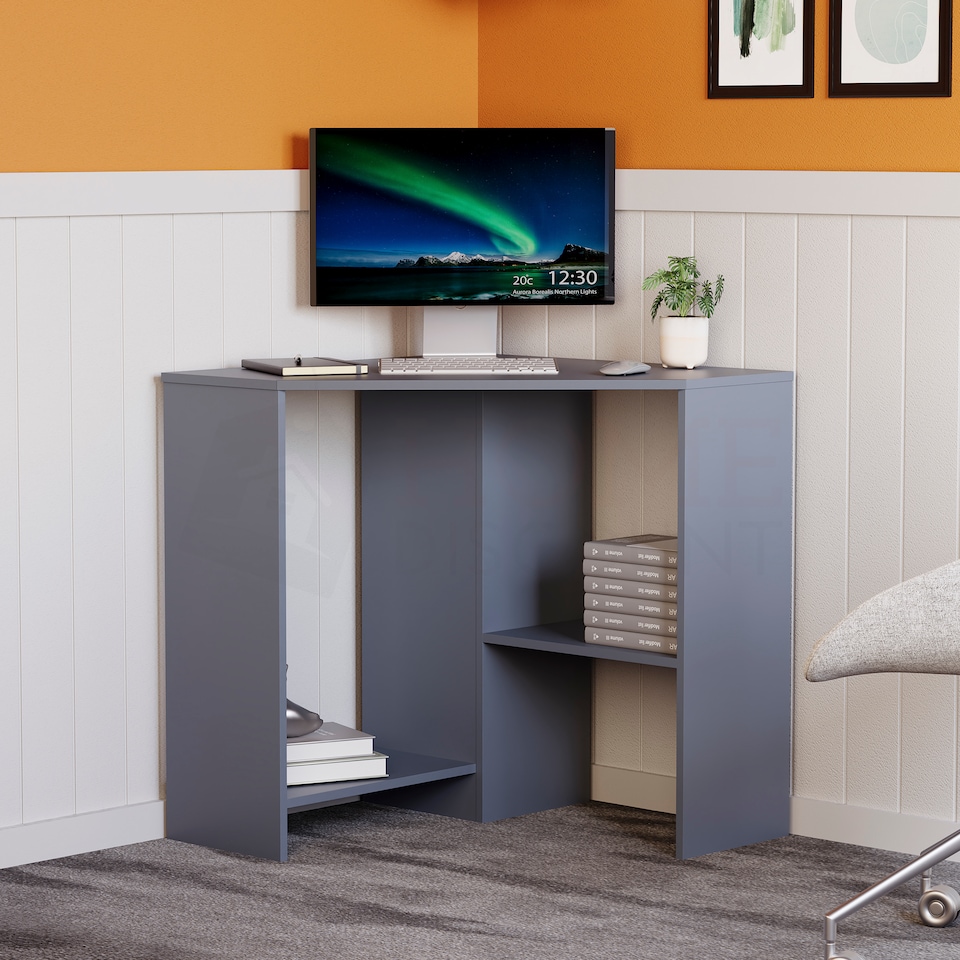 image 1 of Vida Designs Hetton Corner Computer Desk 2 Shelf Home Office Workstation