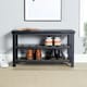 image 4 of Spalding Black Metal Shoe Bench with Two Storage Shelves - Perfect for the Hallway Black