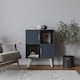 image 2 of Black 4-Cube Storage Unit with 2 Metal Handle Doors and Legs | Grey | Grey & Pine | 1