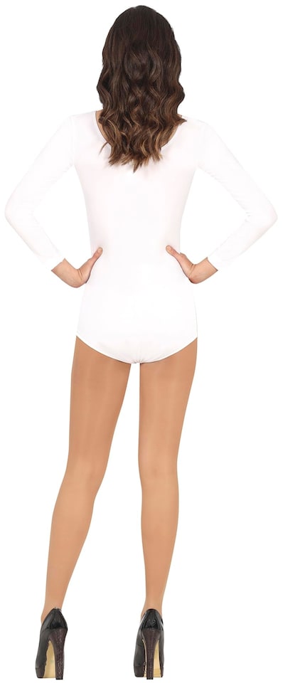 image 1 of Fancy Dress Adult Long Sleeve White Leotard - M