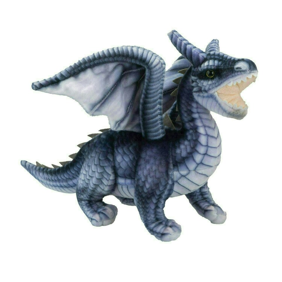 image 1 of Dragon Grey Soft Toy Realistic Looking Dragon Plushe Cuddly Fantasy 25cm Grey