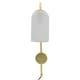 image 3 of Set of 2 Victoria - Satin Brass Plug in Wall Lights Frost Glass Shades | Gold | White | 2