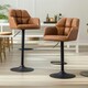 image 1 of 2PC Height Adjustable 360 PU Leather Swivel Barstools Set With Armrest Brown Brown