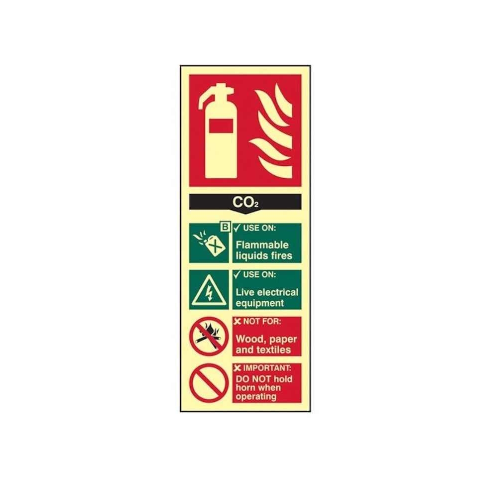 Scan Fire Extinguisher Composite Co2 - Photoluminescent 75 X 200mm - Multi Colour - One Size