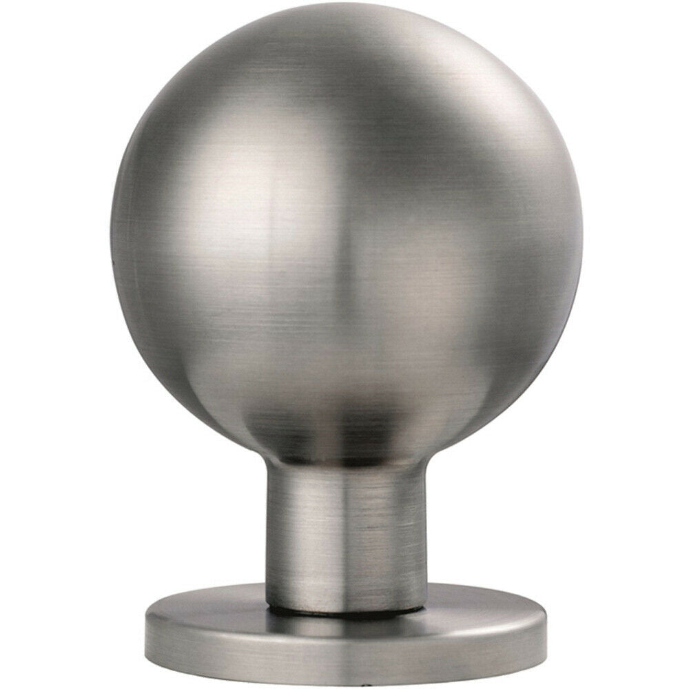 Loops PAIR Ball Mortice Door Knob 55mm Diameter Satin Stainless Steel Rose in Metallics