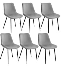 Dining Chair Monroe - padded, velvet look, ergonomic seat, black steel legs | Grey | grey | 6
