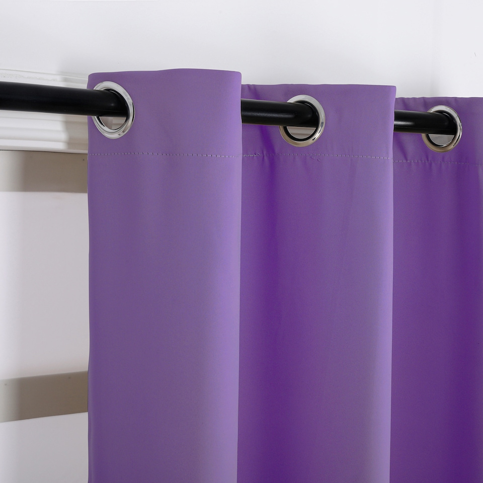 image 1 of Purple Blackout Curtains - Eyelet Thermal Curtain  - 46 x 54 Inch Drop - 2 Panel | Purple | One Size