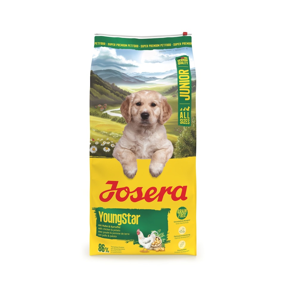 image 1 of Josera Junior YoungStar complete puppy food | Grain-free | All breed sizes | Lots of meat | Optimal digestibility | Salmon Oil Omega 3 | 12.5kg
