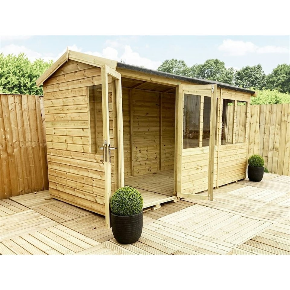 image 1 of 7 x 13 REVERSE Pressure Treated Tongue And Groove Apex Summerhouse (7' x 13' / 7ft x 13ft) (7' x 13' / 7ft x 13ft) (7x13)