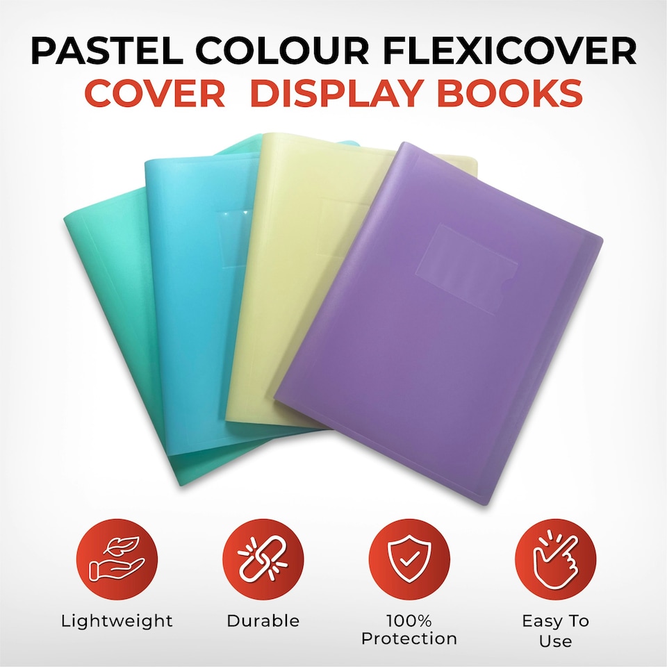 image 1 of A4 Pastel Yellow Coloured Flexicover 20 Pocket Display Book with Card Pocket