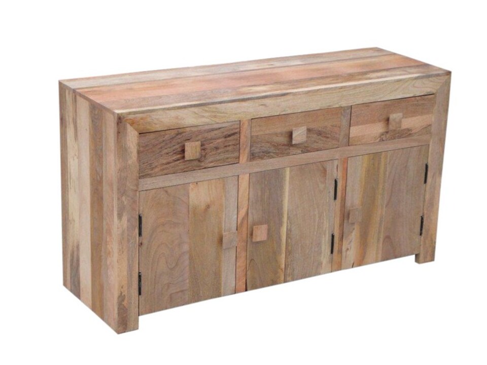 image 1 of Dakota 3 Door 3 Drawer Sideboard - Mango Wood - L45 x W135 x H76 cm - Light Finish | Brown