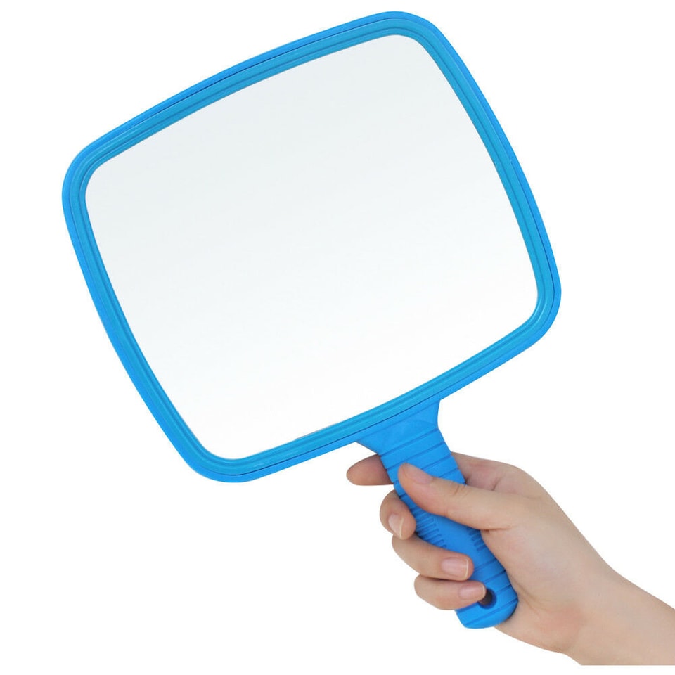 image 1 of Professional Handheld Paddle Mirror 20cm Salon Hairdresser Barber Beauty Makeup Viewing Mirror with Ergonomic Handle & Hanging Slot