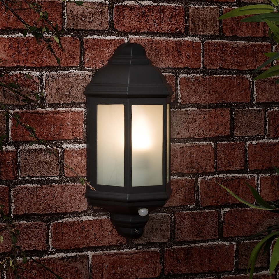 image 1 of ValueLights Kayleigh Black PIR Motion Sensor Outdoor Wall Light & Cool White LED Bulb | Black