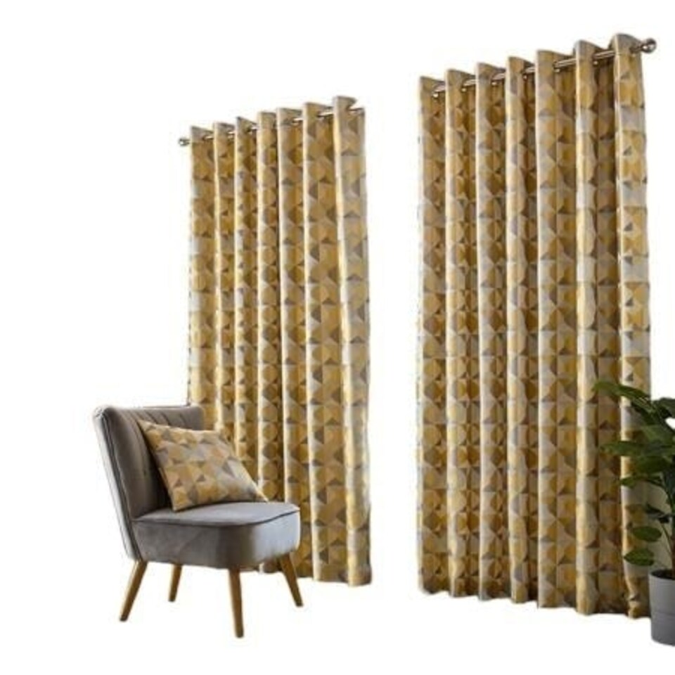 image 1 of Skandi Eyelet Curtains - Ochre - 229 cm x 274 cm
