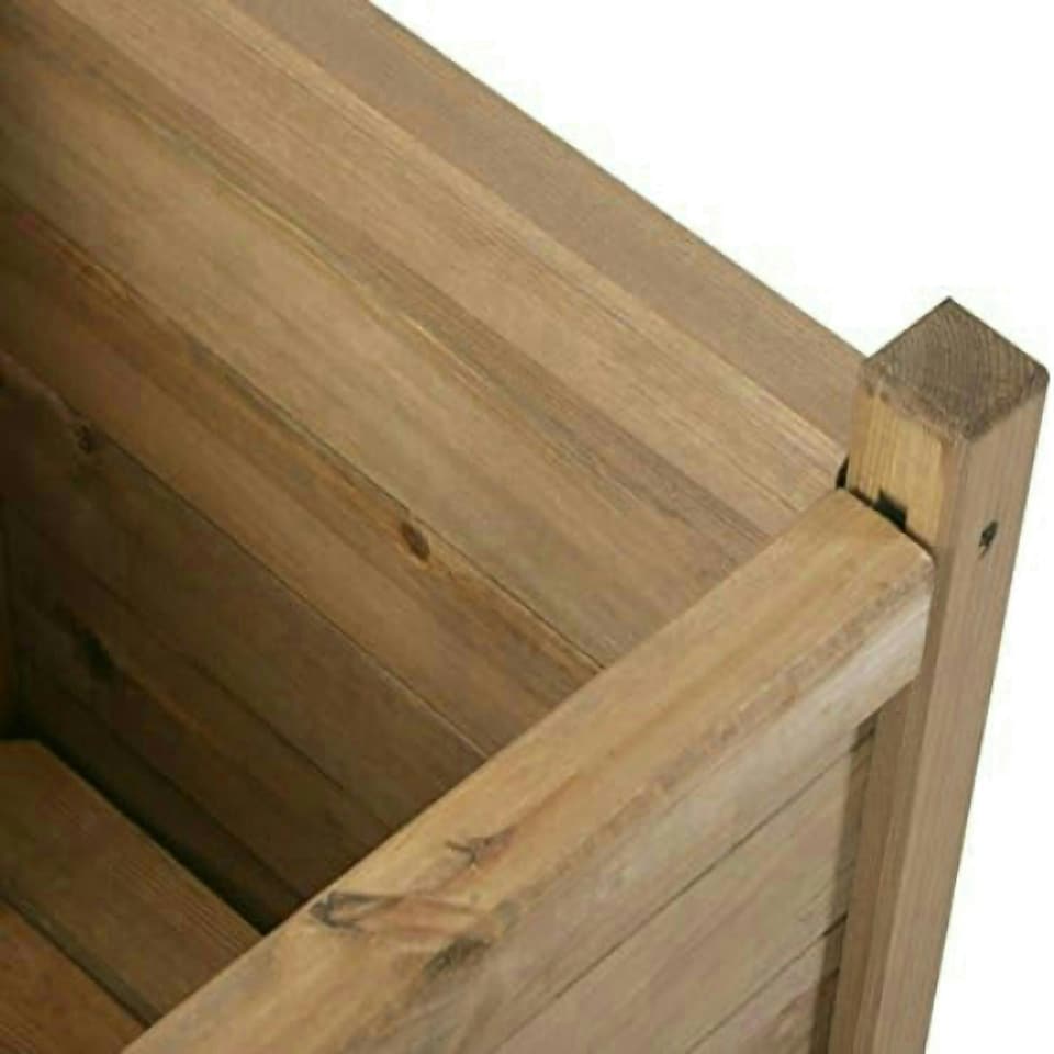 image 1 of Primrose Wooden Tapered Pine Cube Planter Garden Flower Pot 65cm