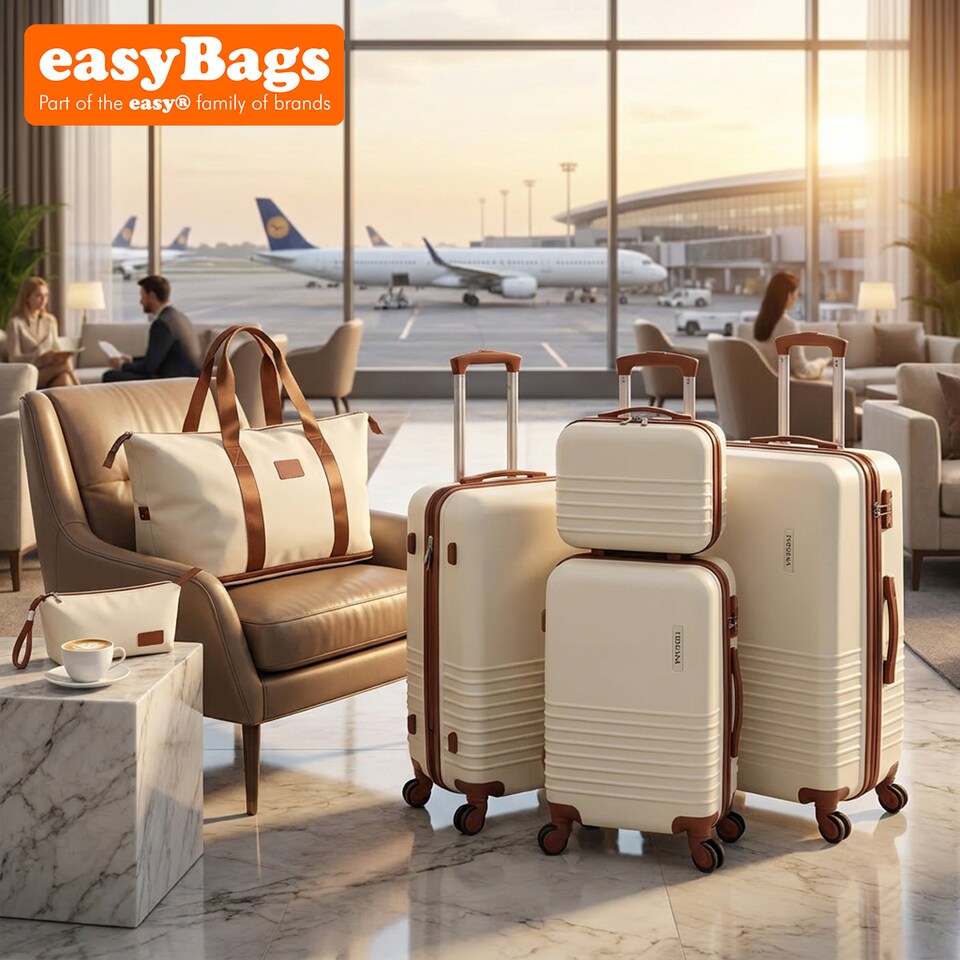 image 1 of Fergana 6 Piece ABS Hard Shell Luggage Set Lightweight Spinner Suitcases TSA Lock Travel Set Beige
