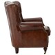 image 4 of Brown Leather Scroll Armchair, Lounge Chair With Quilted Backrest,Walnut Wooden Chair With Stud Details Brown