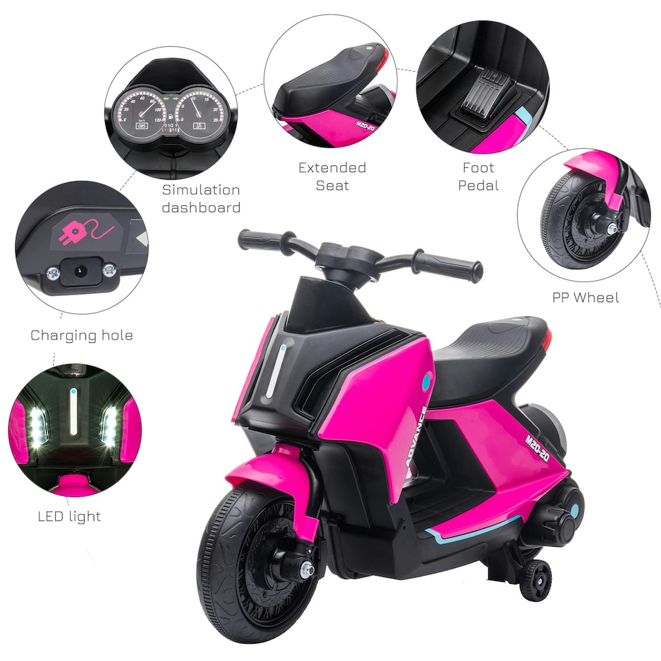 image 1 of HOMCOM 6V Kids Electric Pedal Motorcycle Ride-On Toy Battery Powered Motorbike