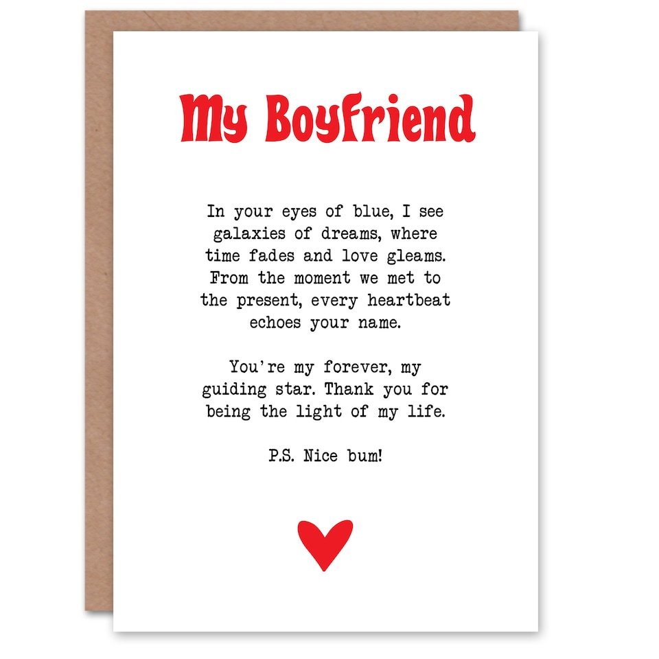 image 1 of Greeting Card Love Poem Blue Eyes Boyfriend Romantic Poetry Fun