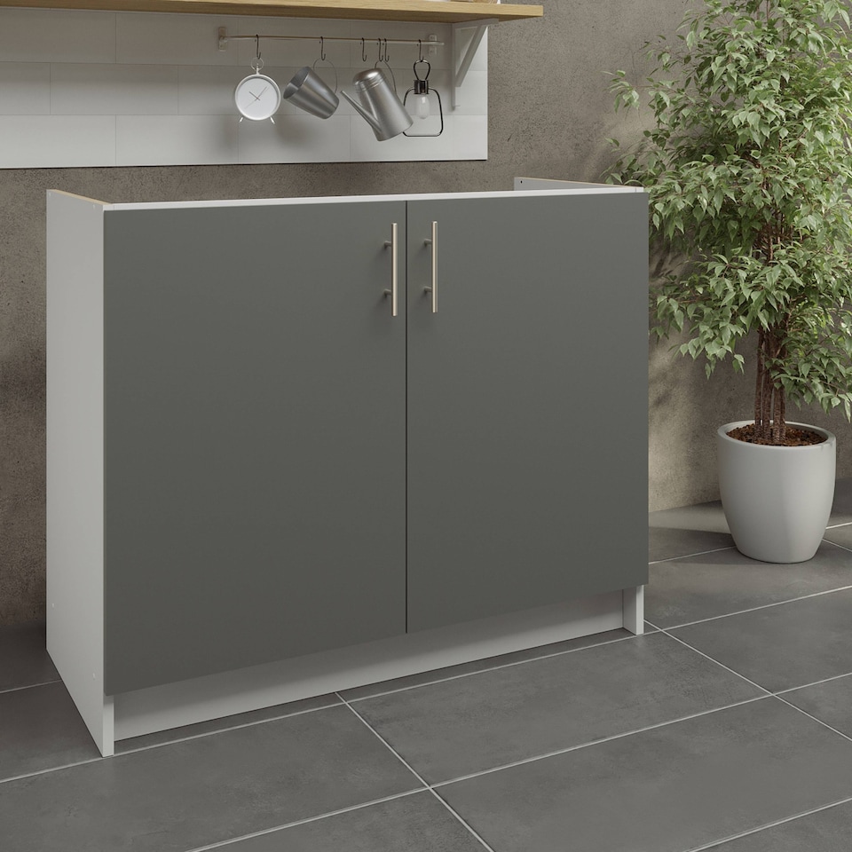 image 1 of JD Greta Kitchen Base Sink Unit 1000mm Cabinet With Doors 100cm - Grey Matt