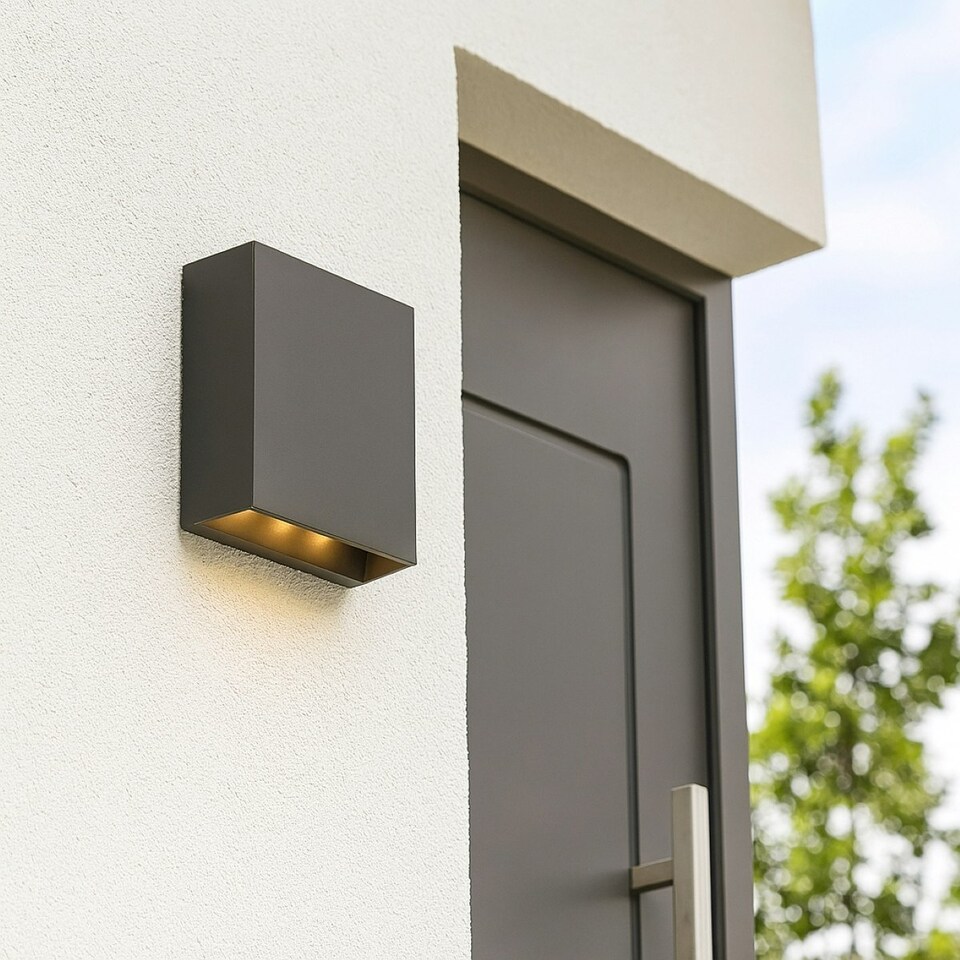 image 1 of CGC SIAN Dark Grey Rectangle Outdoor LED Wall Light Grey