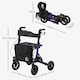 image 5 of HOMCOM Folding Rollator Walker with Seat, Backrest, Lightweight Walking Frame with Storage Bag, Dual Brakes, Adjustable Handle Height, Suspension System, 4 Wheeled Walker for Seniors, Purple