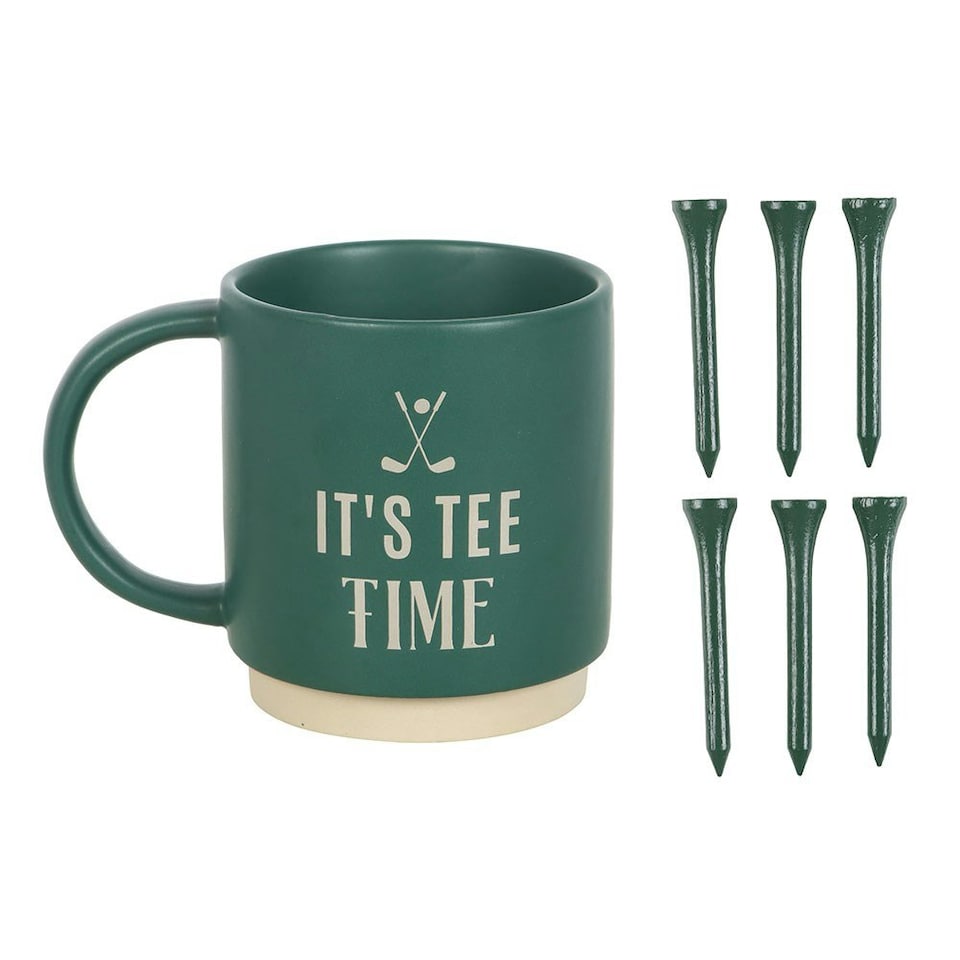 image 1 of It's Tee Time Mug with Golf Tees Green