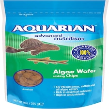 AQUARIAN Complete Nutrition, Aquarium Algae Eater Fish Food, Sinking Algae Wafers, 255g Bag
