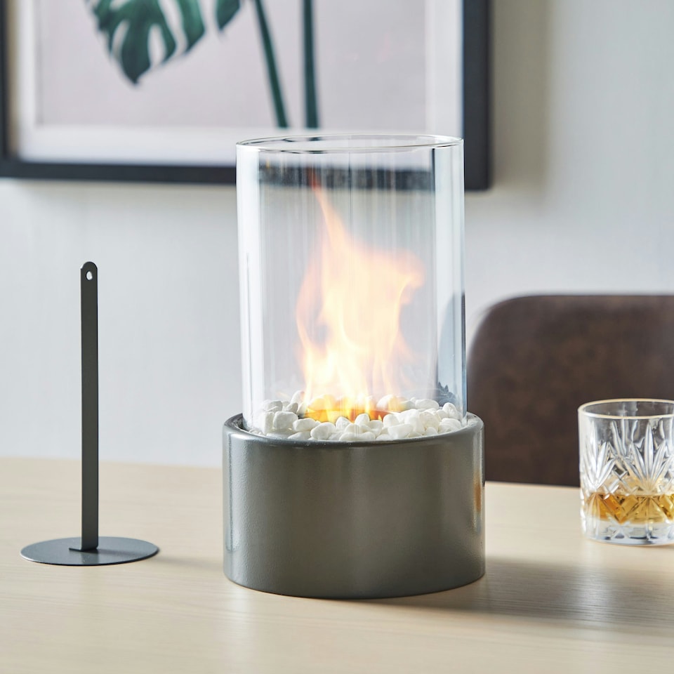 image 1 of VonHaus Bioethanol Fire Pit Table Top Round Fireplace