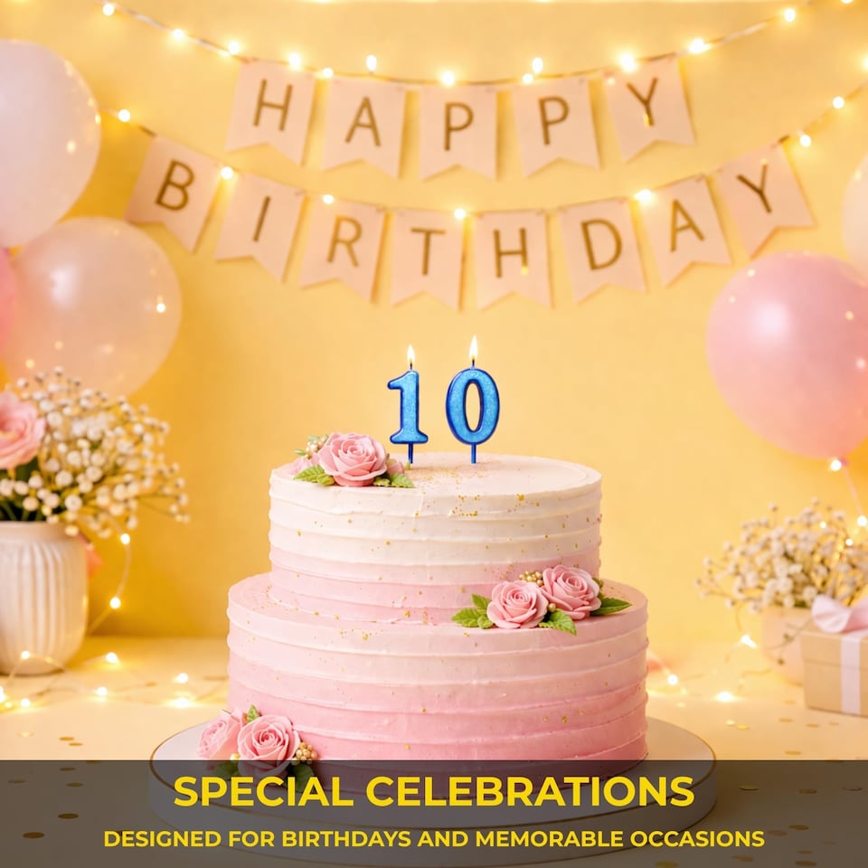 image 1 of Blue 0 Number Candle Birthday Anniversary Party Cake Decorations Topper | Blue