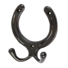 Hammer & Tongs Horse Shoe Double Coat Hook - W100mm x H110mm - Black | Black | Black | One Size