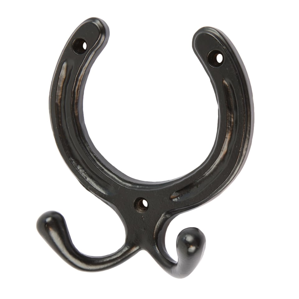 image 1 of Hammer & Tongs Horse Shoe Double Coat Hook - W100mm x H110mm - Black | Black | Black | One Size