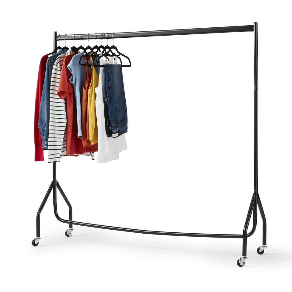 image 1 of Clothes Rail Superior Heavy Duty Metal With Wheels Rack 5FT Long x 5FT Tall Black | One Size