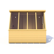 Iceni 8 x 6 Feet Potting Shed Pre Hung Doors with Opening Glass Side Window Style A | Brown | Honey Brown